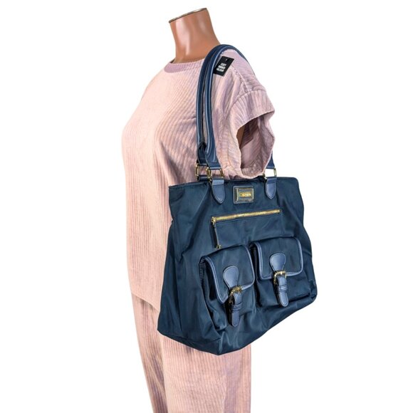 Calvin Klein Large Belfast Blue Nylon Organizer Buckle Zip Tote - Picture 11 of 11